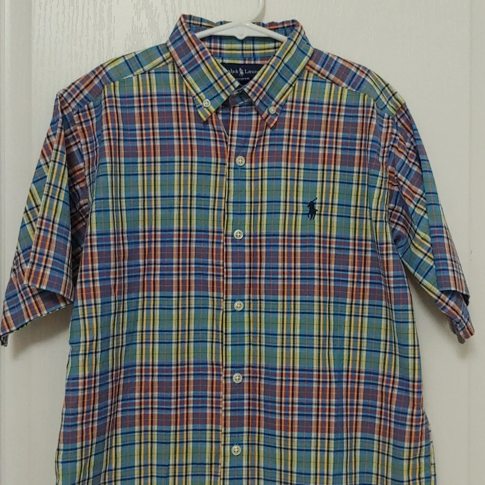 Ralph Lauren Short Sleeve Button Down Plaid shirt. Size Medium 12-14